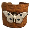 Kristina MC - Crocodile Bracelet with Butterfly - Brown Walnut - High Quality Leather Craft - Avvenice
