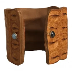 Kristina MC - Crocodile Bracelet with Butterfly - Brown Walnut - High Quality Leather Craft - Avvenice