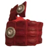 Kristina MC - Crocodile Bracelet in The Shape of a Snake with Studs - Red - High Quality Leather Craft - Avvenice