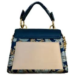 Kristina MC - Mini Bag - Clutch Bag with Chain - Leather Floral Brocade Fabric - High Quality Leather - Avvenice