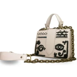 Kristina MC - Mini Bag - Clutch Bag with Chain - Calfskin Leather Hand Cornely Maya Mexico - High Quality Leather - Avvenice