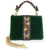 Kristina MC - Mini Bag Cahier - Clutch Bag with Chain - Velvet Gabardine Fabric - Forest Green - High Quality - Avvenice