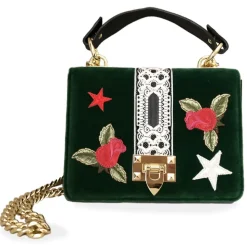 Kristina MC - Mini Bag Cahier - Clutch Bag with Chain - Velvet Saffiano Calfskin - Forest Green - High Quality Leather - Avvenice