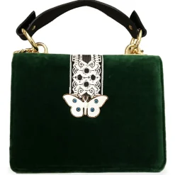 Kristina MC - Mini Bag Cahier - Clutch Bag with Chain - Velvet Saffiano Calfskin - Forest Green - High Quality Leather - Avvenice
