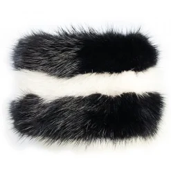 Kristina MC - Mink Fur Bracelet with Black Heart-Shaped Inlay - Orange - High Quality Leather Craft - Avvenice