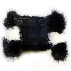 Kristina MC - Mink Fur Bracelet with Black Heart-Shaped Inlay - Orange - High Quality Leather Craft - Avvenice