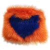 Kristina MC - Mink Fur Bracelet with Black Heart-Shaped Inlay - Orange - High Quality Leather Craft - Avvenice