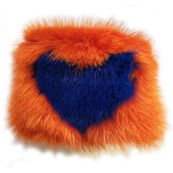 Kristina MC - Mink Fur Bracelet with Black Heart-Shaped Inlay - Orange - High Quality Leather Craft - Avvenice