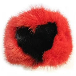 Kristina MC - Mink Fur Bracelet with Black Heart-Shaped Inlay - Red - High Quality Leather Craft - Avvenice
