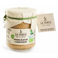 La Cerca - Organic Porcini Mushrooms Cream with White Truffles - Sauces with Truffle - Truffle Excellence - Organic Vegan 180 g - Avvenice
