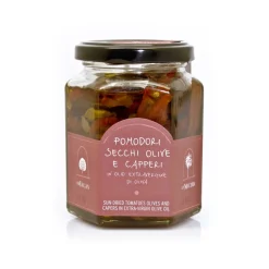 La Nicchia - Capers of Pantelleria since 1949 - Sun-Dried Tomatoes, Olives and Capers in Extra-Virgin Olive Oil - 240 g - Avvenice