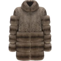 La Prima Luxury - Alisa - Swakara Perisano Fur - Dove - Python - 18 kt Gold - Fur Coat - Luxury Exclusive Collection - Avvenice