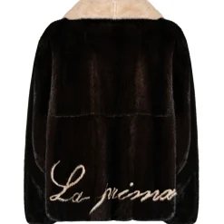 La Prima Luxury - La Prima - Mahogany - Vison Fur 8 mm Shaved With White Mink - Fur Coat - Luxury Exclusive Collection - Avvenice