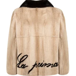 La Prima Luxury - La Prima - Beige - Vison Fur 8mm Shaved With White Mink - Fur Coat - Luxury Exclusive Collection - Avvenice