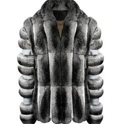 La Prima Luxury - Piuma - Black Velvet Chinchilla Fur - 18 kt Gold Hooks - Fur Coat - Luxury Exclusive Collection - Avvenice