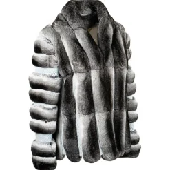 La Prima Luxury - Piuma - Black Velvet Chinchilla Fur - 18 kt Gold Hooks - Fur Coat - Luxury Exclusive Collection - Avvenice