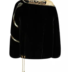 La Prima Luxury - Puma - Fur Coat in Blackglama Vison - Python Inlays - Golden Mesh - Fur Coat - Luxury Exclusive Collection - Avvenice