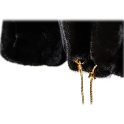 La Prima Luxury - Puma - Fur Coat in Blackglama Vison - Python Inlays - Golden Mesh - Fur Coat - Luxury Exclusive Collection - Avvenice