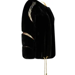 La Prima Luxury - Puma - Fur Coat in Blackglama Vison - Python Inlays - Golden Mesh - Fur Coat - Luxury Exclusive Collection - Avvenice