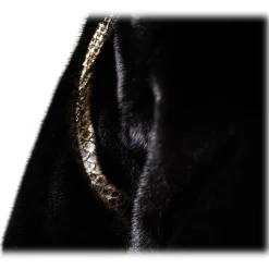 La Prima Luxury - Puma - Fur Coat in Blackglama Vison - Python Inlays - Golden Mesh - Fur Coat - Luxury Exclusive Collection - Avvenice