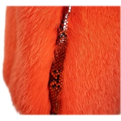 La Prima Luxury - Regina - Fox Shadow Fur Mandarin - Python Hand Painted - 18 kt Gold Hooks - Luxury Exclusive Collection - Avvenice