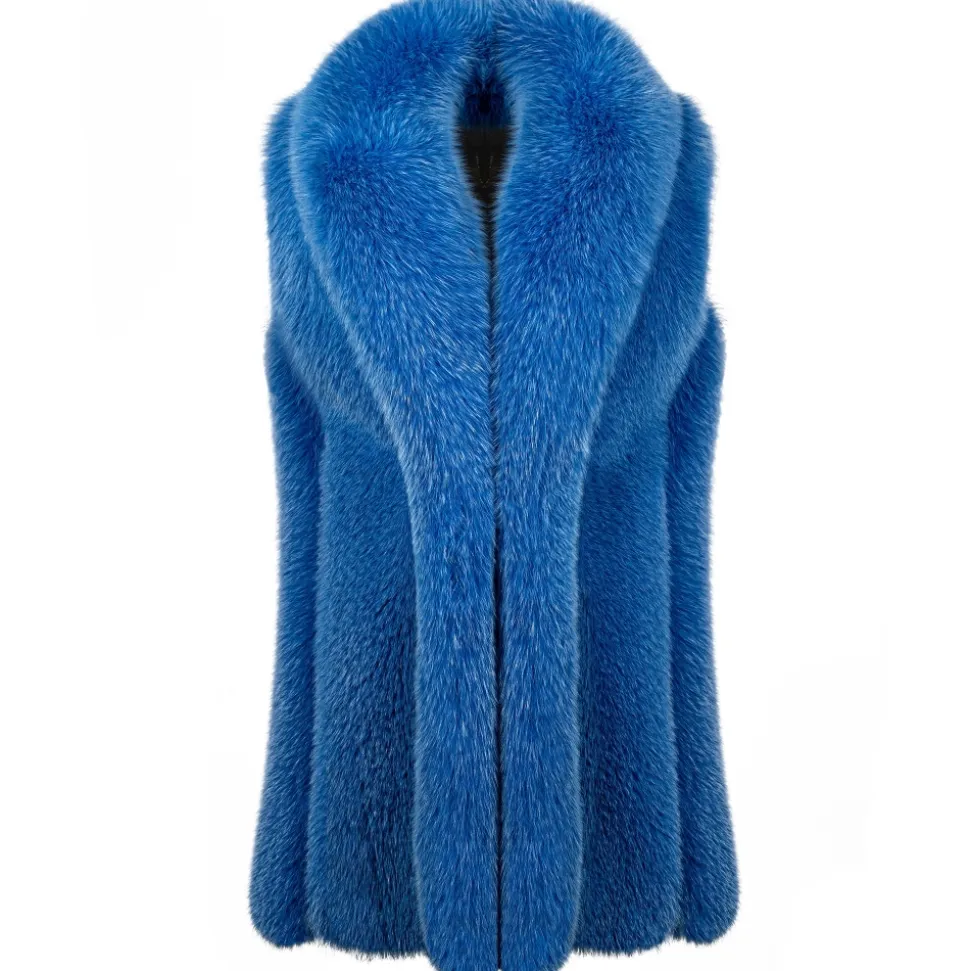 La Prima Luxury - Regina - Fox Shadow Fur Blue Ocean - Python Hand Painted - 18 kt Gold Hooks - Luxury Exclusive Collection - Avvenice