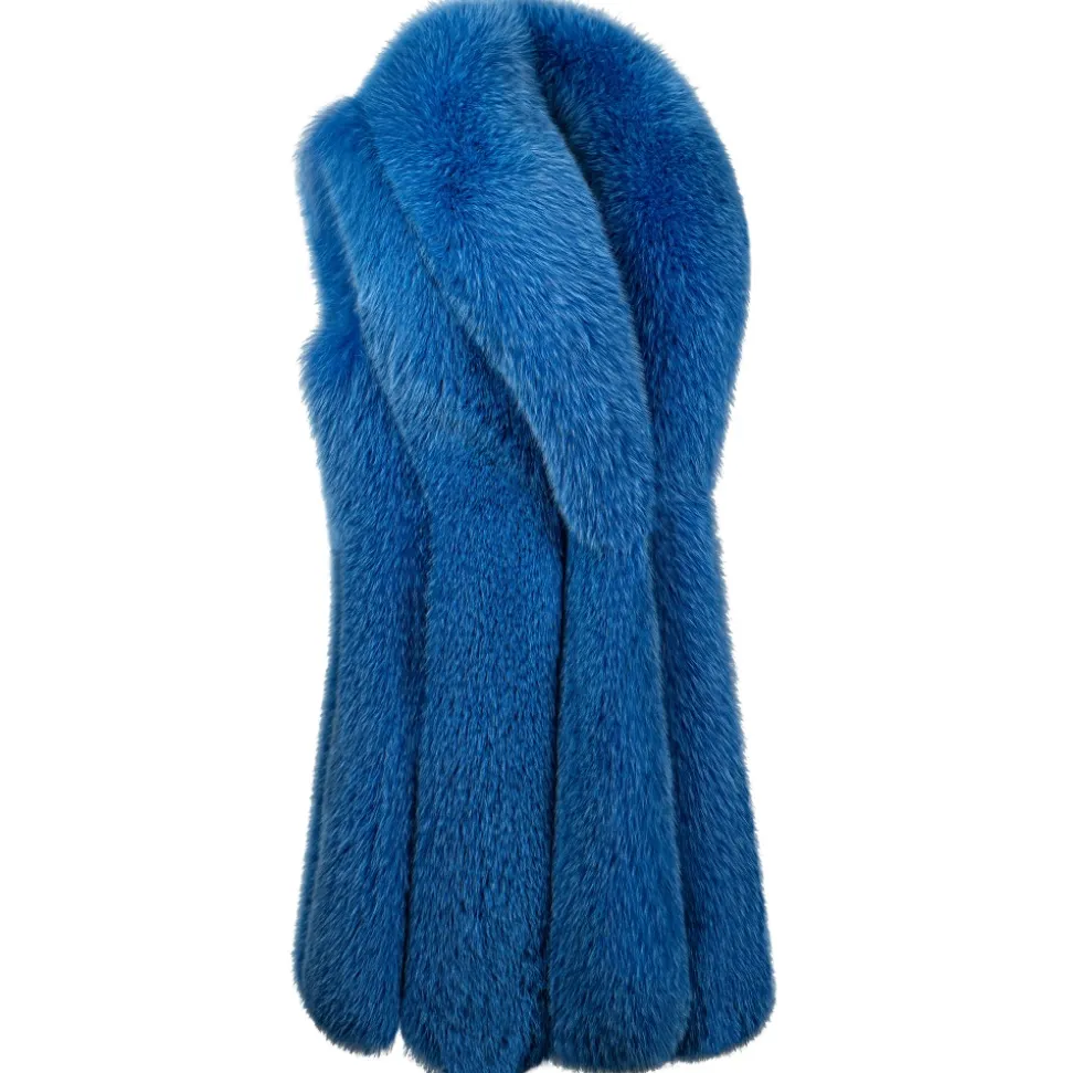 La Prima Luxury - Regina - Fox Shadow Fur Blue Ocean - Python Hand Painted - 18 kt Gold Hooks - Luxury Exclusive Collection - Avvenice