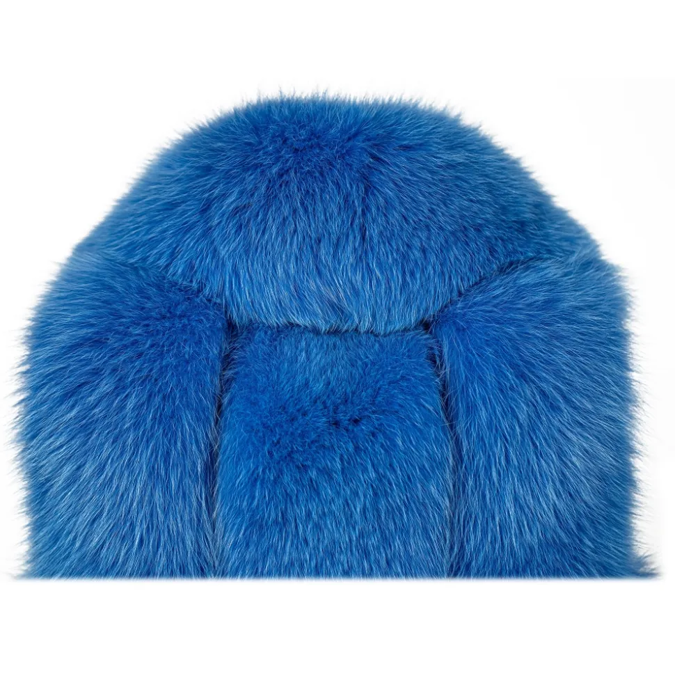 La Prima Luxury - Regina - Fox Shadow Fur Blue Ocean - Python Hand Painted - 18 kt Gold Hooks - Luxury Exclusive Collection - Avvenice