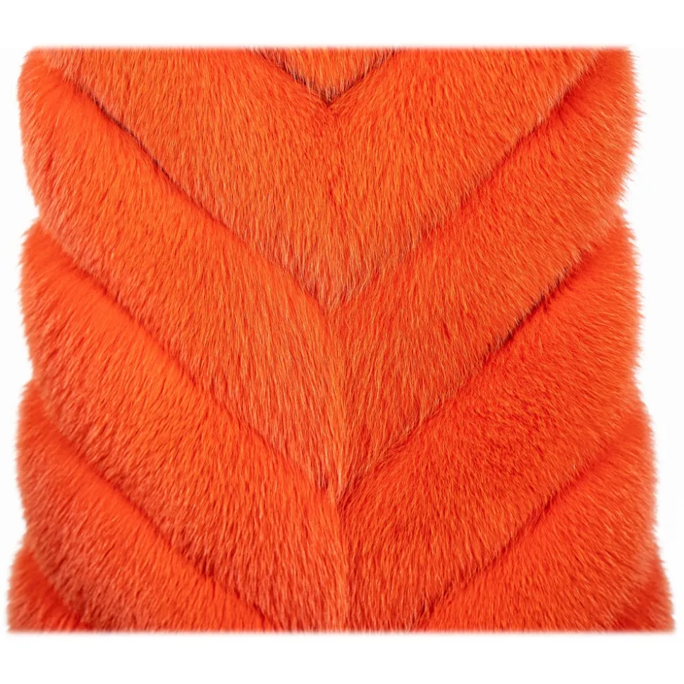 La Prima Luxury - Spiga Arancio - Orange White Shadow Fox Fur - 18 kt Gold - Fur Coat - Luxury Exclusive Collection - Avvenice