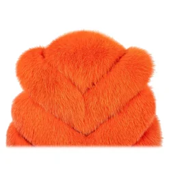 La Prima Luxury - Spiga Arancio - Orange White Shadow Fox Fur - 18 kt Gold - Fur Coat - Luxury Exclusive Collection - Avvenice