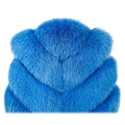 La Prima Luxury - Spiga Oceano - Fur Electric Blue Fox - 18 kt Gold Hooks - Fur Coat - Luxury Exclusive Collection - Avvenice