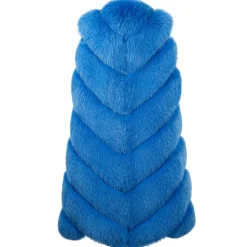 La Prima Luxury - Spiga Oceano - Fur Electric Blue Fox - 18 kt Gold Hooks - Fur Coat - Luxury Exclusive Collection - Avvenice