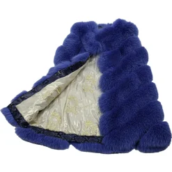 La Prima Luxury - Spiga Oceano - Fur Electric Blue Fox - 18 kt Gold Hooks - Fur Coat - Luxury Exclusive Collection - Avvenice