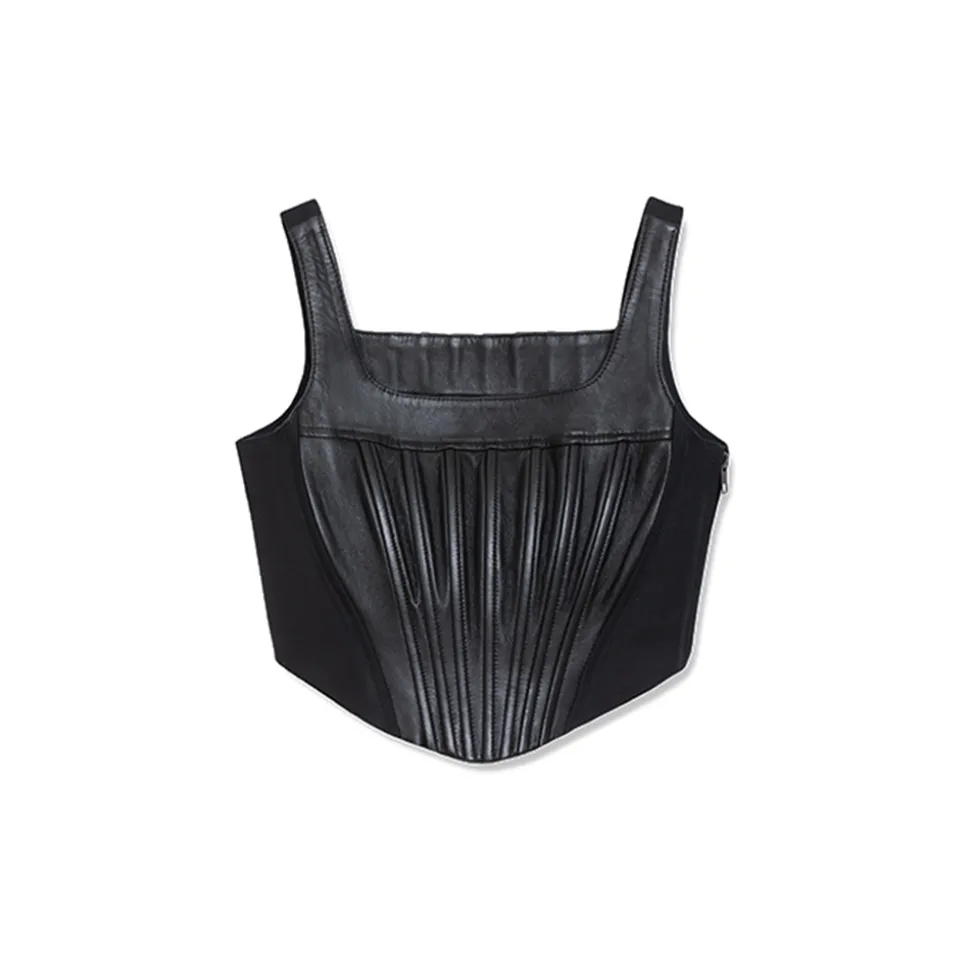 La Rando - Glew Corset - Lambskin Leather - Black - Artisan Top - Luxury High Quality Leather - Avvenice