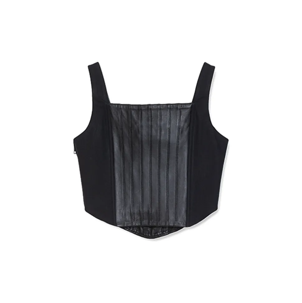 La Rando - Glew Corset - Lambskin Leather - Black - Artisan Top - Luxury High Quality Leather - Avvenice