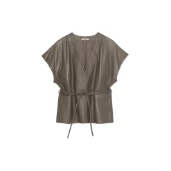 La Rando - Lezama Top - Lambskin Leather - Grey - Artisan Top - Luxury High Quality Leather - Avvenice