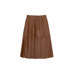 La Rando - Lobos Skirt - Soft Lambskin - Brown - Artisan Skirt - Luxury High Quality Leather - Avvenice