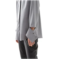 La Rando - Longchamps Shirt - Wool - Grey - Artisan Shirts - Luxury High Quality Leather - Avvenice