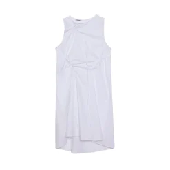 La Rando - Lugano Dress - Cotton - White - Artisan Dress - Luxury High Quality Leather - Avvenice