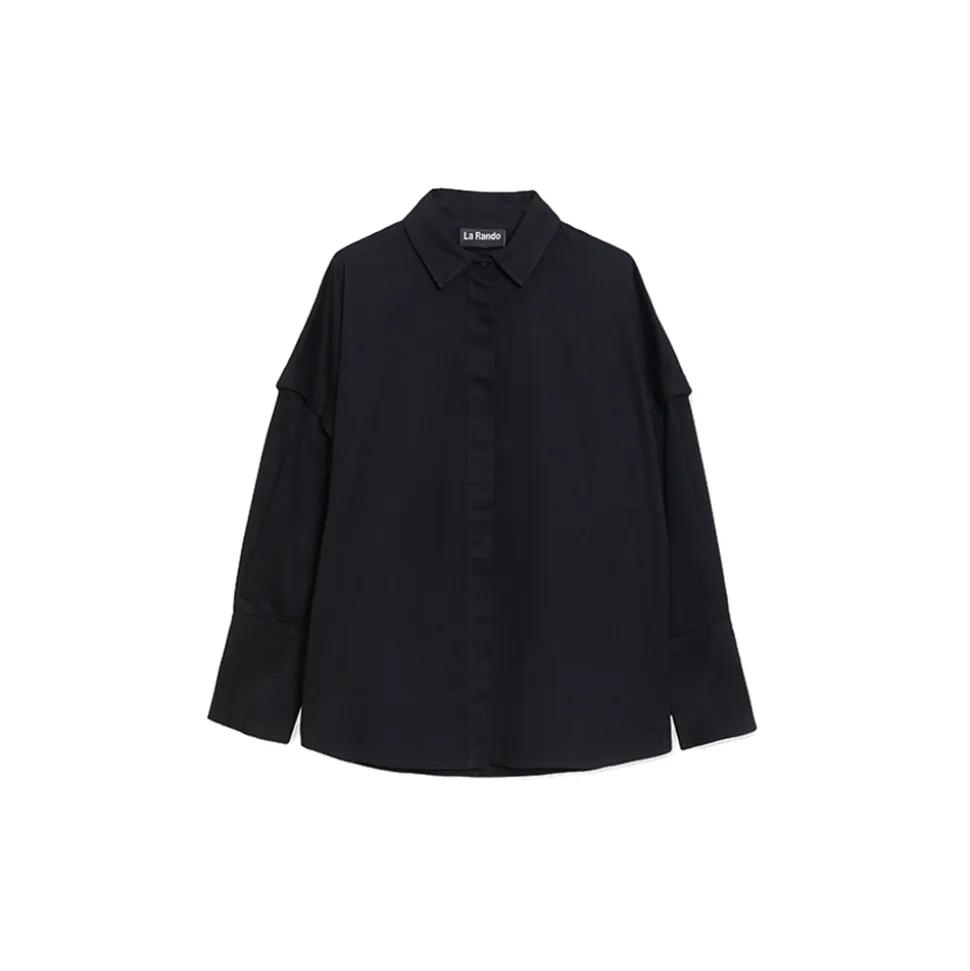 La Rando - Olivos Shirt - Cotton - Black - Artisan Shirts - Luxury High Quality Leather - Avvenice