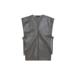 La Rando - Pergamino Tunic - Lambskin Leather - Grey - Artisan Top - Luxury High Quality Leather - Avvenice