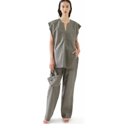 La Rando - Pergamino Tunic - Lambskin Leather - Grey - Artisan Top - Luxury High Quality Leather - Avvenice