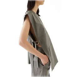 La Rando - Pergamino Tunic - Lambskin Leather - Grey - Artisan Top - Luxury High Quality Leather - Avvenice
