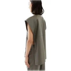 La Rando - Pergamino Tunic - Lambskin Leather - Grey - Artisan Top - Luxury High Quality Leather - Avvenice
