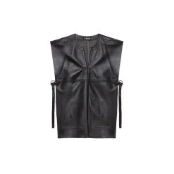 La Rando - Pergamino Tunic - Lambskin Leather - Black - Artisan Top - Luxury High Quality Leather - Avvenice