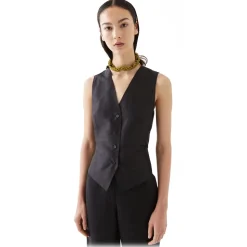 La Rando - Torcuato Vest - Silk and Wool - Black - Artisan Top - Luxury High Quality Leather - Avvenice