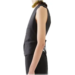 La Rando - Torcuato Vest - Silk and Wool - Black - Artisan Top - Luxury High Quality Leather - Avvenice