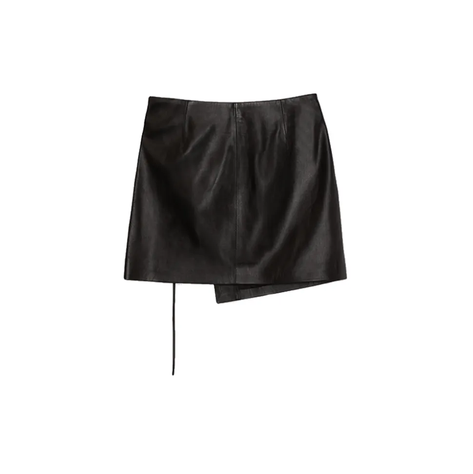 La Rando - Traful Mini Skirt - Lambskin Leather - Black - Artisan Skirt - Luxury High Quality Leather - Avvenice
