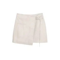 La Rando - Traful Mini Skirt - Lambskin Leather - White - Artisan Skirt - Luxury High Quality Leather - Avvenice