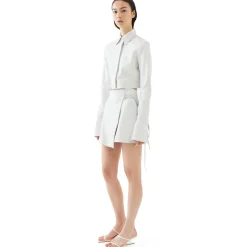 La Rando - Traful Mini Skirt - Lambskin Leather - White - Artisan Skirt - Luxury High Quality Leather - Avvenice